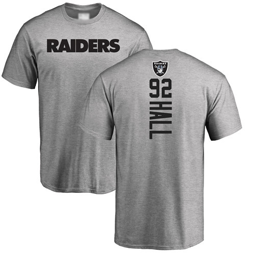 Men Oakland Raiders Ash P J  Hall Backer NFL Football #92 T Shirt